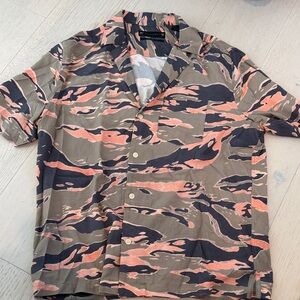 All Saints Men's Camouflage Button Down Shirt - Size Medium